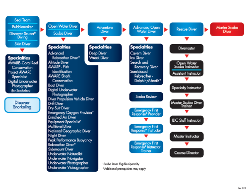 PADI Dive Level Chart